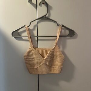 Tan Ribbed Knit Bralette